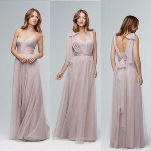 Wtoo by Watters 141 Nude Tulle Convertible Maxi Dress